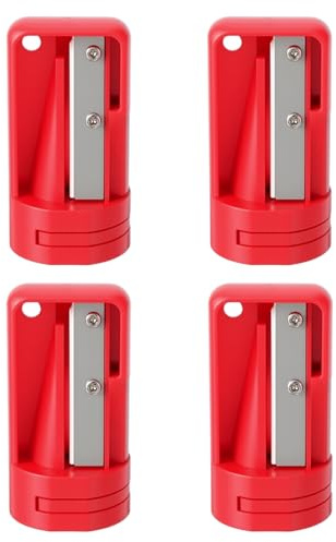 Sliverdew 4-teiliger Bleistiftspitzer, Tischler Bleistiftspitzer, Anspitzer für Zimmermannsbleistift, Holzarbeiten, Rot