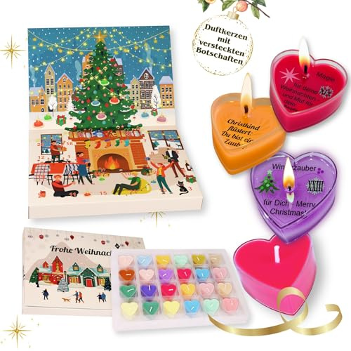 Velas perfumadas Calendario de Adviento 2025 – Velas con mensajes ocultos, regalo para mujeres, set de regalo para mamá mujer de boda para Navidad (aroma de Adviento 02)