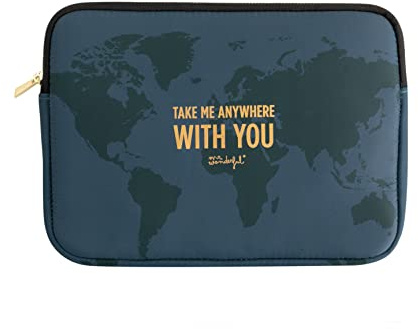 WONDEE Mr Wonderful Funda para Chromebook y Portátil 11.6-12 con Mensaje Que Enamora y Mapa del Mundo - Maletín/Funda Ordenador Portátil para Chromebook de 11,6 y 12, Mr Wonderful Regalos