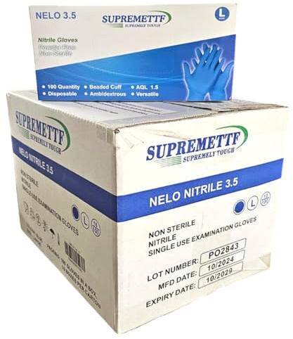 Supreme TTF 1000 x Blue Disposable Gloves | Vinyl Gloves Disposable Medium | Latex free Glove | Powder Free Glove | Strong And Non-Sterile (X-Large)