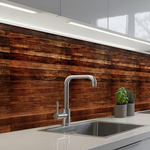 KitchenYeah© Crédence Adhésive Résistant À La Chaleur 80x500 cm Protection Mur Cuisine Panneaux Muraux Adhesif Panneau Decoratif Interieur Bois dur - Robuste - Motifs