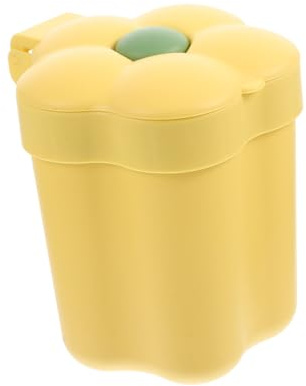 UKCOCO Poubelle de Comptoir pour Bureau ou Étude en Plastique Jaune Forme Fleur Couvercle, Petite Poubelle Compacte et Pratique Décoration Mignonne et Fonctionnelle