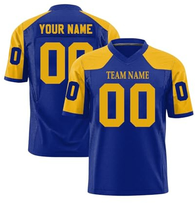 Customised Rugby Jersey with Name/Number/Team Name for Men/Women/Kids, Personalised American Football Jersey, S-7XL Yellow