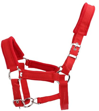 Tnfeeon Cabestro de Cuero para Caballo, Collar Acolchado de Forro Grueso de 1 Pulgada con Hebillas de Metal para Caballos Pequeños a Medianos, Correa de Nailon PP para Baño Estable y