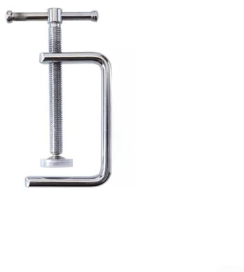 Portable Steel G Clamp for Carpentry and Woodworking, Features Flat Smooth Clamping Surfaces and Rubber Covers to Prevent Workpiece Damage and Slippage (B)