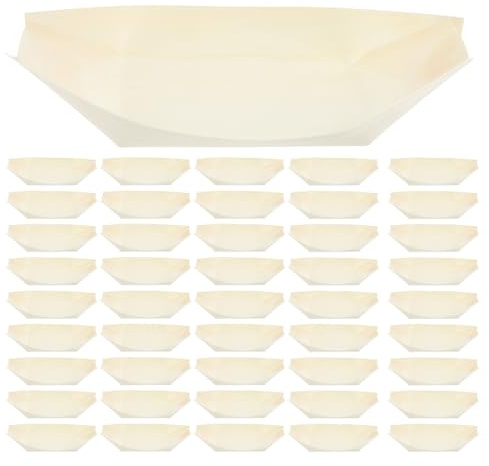 Healeved 150 Piezas Bandejas de Madera Forma de Barco Platos Desechables para Sushi Postres y Sándwiches Resistentes y Aptos para Catering y Fiestas
