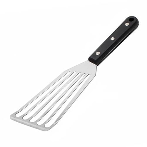 Espátula flexible de acero inoxidable pulido para pescado, espátula ergonómica de cocina con borde biselado fino y mango antideslizante, utensilio ligero para voltear y freír alimentos