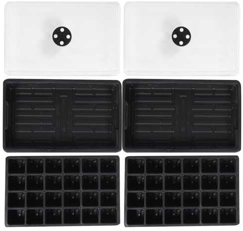 HOLIDYOYO Kit Semenzaio Nero in Plastica con Coperchio e 24 Fori, 2 Pezzi per Coltivazione di Piante Succulente e Ortaggi in Giardinaggio