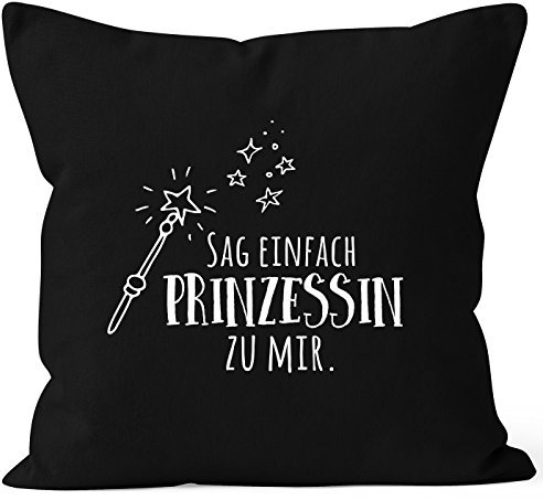 MoonWorks® Kissenbezug mit Spruch, sag einfach Prinzessin zu Mir, Kissen-Hülle aus Baumwolle, 40x40 schwarz Unisize