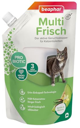 Beaphar Geruchsabsorber – konzentriertes Granulat für Katzenstreu – Neutralisiert schlechte Gerüche – hinterlässt einen angenehmen Duft (Vanille-Melone) – 400 g – bis zu 4 Monate Verwendung