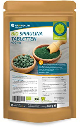 FP24 Health Bio Spirulina 2500 Tabletten - 400mg pro Tablette - Plantensis - im Zippbeutel - 1000g Presslinge - Top Qualität
