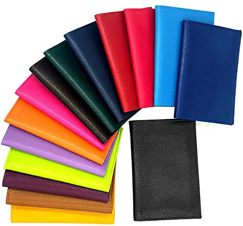 Charmoni Thane – Cartera para coche, tarjeta gris con permiso de conducir, 4 pliegues de piel vaca – 10 cm x 15 cm, marrón, talla única, Clásico