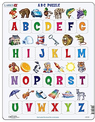 Larsen LS2826 Lernen Sie das Alphabet: 26 Kleinbuchstaben, Englisch Ausgabe, Rahmenpuzzle mit 26 Teilen