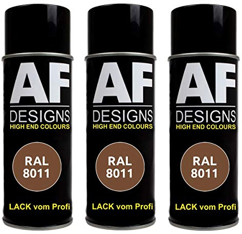 Alex Flittner Designs RAL Lack Spraydose 3er Pack Autolack Sprühdose glänzend Buntlack Alle RAL FARBEN (RAL8011 NUSSBRAUN)