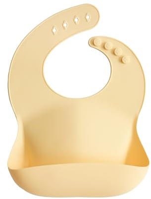 mushie Bavoir Bébé en Silicone | Bavoirs Imperméables Réglables | Bavoirs Faciles à Essuyer | 4 Tailles Réglables Avec Poches Avant Profondes | 100% Sans BPA et Phtalate | Sunshine