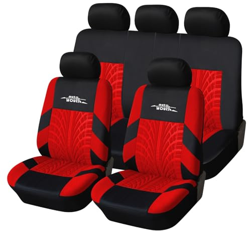 AUTOYOUTH Housse de Siège de Voiture Universelles Traces de Pneus Housses de Siège Auto - Accessoire de Siège Auto - Rouge