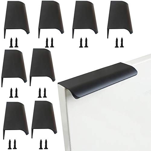 LEZED Möbelgriffe Aluminiumlegierung Küchengriffe Versteckte Schrankgriffe Türgriff Schubladengriffe Schwarz Schubladengriffe Schrankgriffe Griff Terrassentür Griffleisten Küche 8 Stück (120mm)