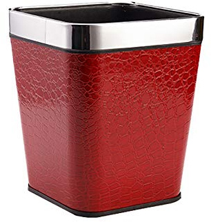 Rart Carrés en Cuir Poubelle,Rouge Poubelle Salle De Bain sans Couvercle Ménage Corbeille à Papier-Rouge 7l