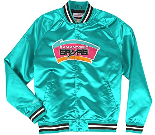 Mitchell & Ness San Antonio Spurs Teal lätt satinjacka, collegejacka, Blouson, Teal, M