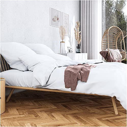 Wolkenfeld Bettwäsche 135x200 Baumwolle Mako-Satin Traumhaft weiches Bettwäsche-Set - 1x Bettbezug 135 x 200 + 1x Kissenbezug 80x80 - Weiß