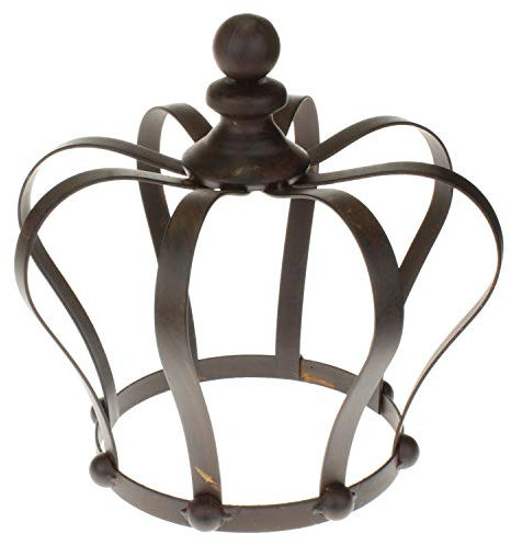 Corona decorativa MACOSA SA77756, de metal, color marrón oxidado, 24 x 26 cm, grande, estilo shabby chic, nostálgico, para jardín, corona de metal, corona para plantas