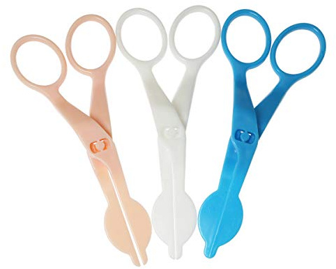 ZYAMY 3pcs ABS Plastic Cake Scissors Flower Fondant Decorating Cake Tool Flowers Lifter Cake Edge Scissors Clip Cream Transfer Confectionery Tool (White, Pink, Blue)