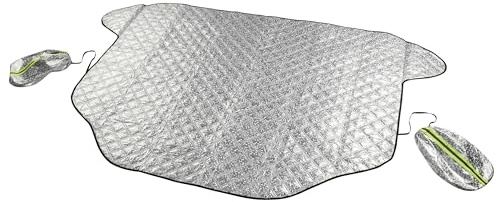 WALSER Premium Sonnenschutz Auto Frontscheibe mit Seitenspiegelschutz L, Frontscheibenabdeckung Sommer, UV-Schutz Hitzeschutz Windschutzscheibe, Sonnenblende Autoabdeckung faltbar, PKW 157x126 cm