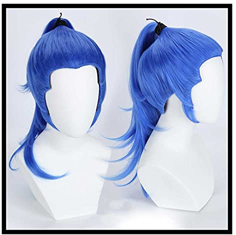 MAOMA Cosplay Perücke für ONE Piece,Synthetic Wig Perücke,mit Kostenloser Perückenkappe,Halloween Kostüm Party Alltag Cosplay（Buggy The Clown） Blue Wig