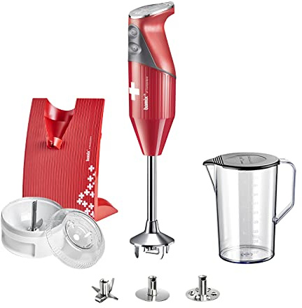 bamix SWISSLINE M200 - Batidora de mano (200 W, 2 niveles, acero inoxidable, fabricado en Switzerland), color rojo