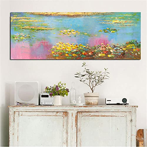 5D Diamant Gemälde Set für Erwachsene, Bunte-Seerosen DIY Vollbohrer Groß Diamant Painting Strass Stickerei Kreuzstich Leinwand Bild Kunst Basteln für Home Wand Decor (Round drill 80x240cm/32x96in）