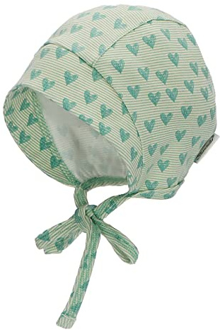 Sterntaler Baby Mädchen Häubchen Herzen Mütze - Baby Häubchen, Babymütze - aus bedruckter Baumwolle mit Bindeband - Grün, 35