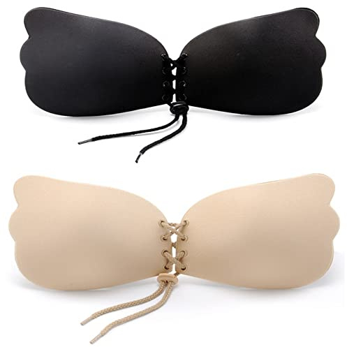 Queena Sujetador Adhesivo Mujeres Silicone Invisible Sujetador Push up Sujetadores Invisible Sin Espalda Sujetador Silicona de Gel para Vestido sin Espalda y para Traje de baño