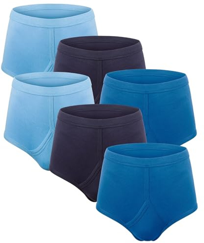 Bonjour - Men's (6 Pack) 100% Cotton Y Fronts Underwear Traditional Briefs - Big & Tall Small Medium Large XL XXL 3XL 4XL 5XL Navy/Blues