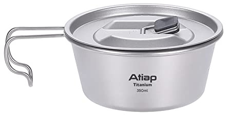 ATiAP Sierra Tassenschüssel, Topf, Titan-Schüssel, Kochgeschirr, 350 ml, 520 ml, für Outdoor, Camping, Wandern, Picknick, Grillen (350 ml)