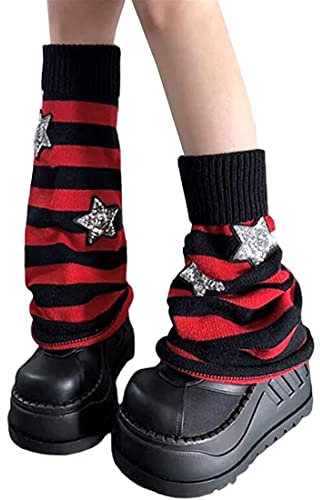 tinetill Damen Kniestrümpfe Legwarmers Mädchen Strick Beinwärmer Gothic Lange Socken Leggings Beinstulpen Frauen Winter Crochet Stricken Stulpen für Damen