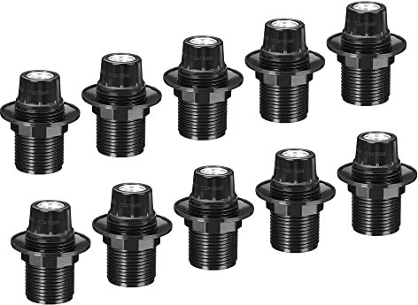 PATIKIL E14 Bombilla Soporte Luz Zócalo, 10 Paquete Tornillo Totalmente Rosca LED Bombilla Lámpara Soporte para Colgantes Luces, Negro