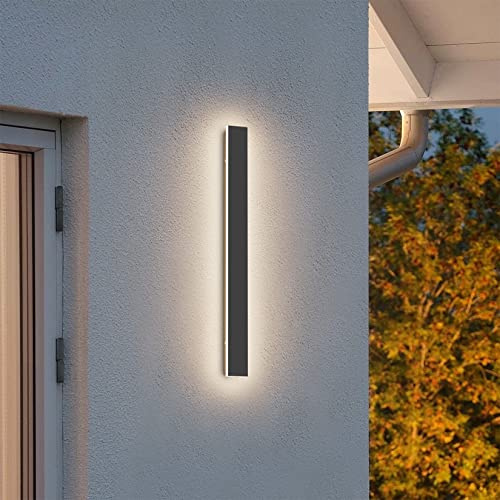 K-Bright 20W Lange Aussenlampe Villa Wandleuchte Schwarz Naturweiß 4000K | Wasserdicht IP65, 60CM Außenwandleuchte für Gärten, Terrassen,Schlafzimmer Wohnzimmer
