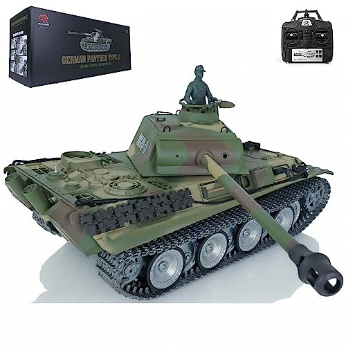 wheelfun Heng Long Panther G RC Panzer 1/16 7.0 Customized RTR Tank 3879 Metall Tracks Räder Barrel Recoil 360 ° Drehbarer Turm Infrarot Kampf
