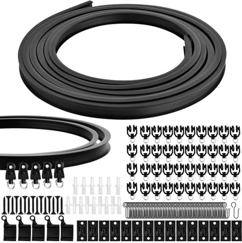 5 m Riel Cortina Techo Curvo Montaje Flexible, 80 Pcs Curvado Techo Sistema Pista de Cortina de Plástico y Accesorios, Rieles para Cortinas Pared para Divisor de Habitación Ducha Ventana Balcón