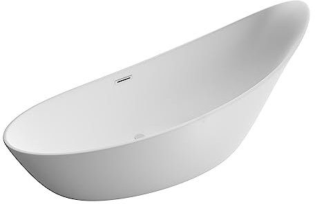 BERNSTEIN Freistehende Badewanne aus Sanitäracryl Standbadewanne Wanne mit Doppelwandiger Konstruktion 190 x 80 x 82,8 cm - Sophie in Weiß glänzend, Acryl-Wanne
