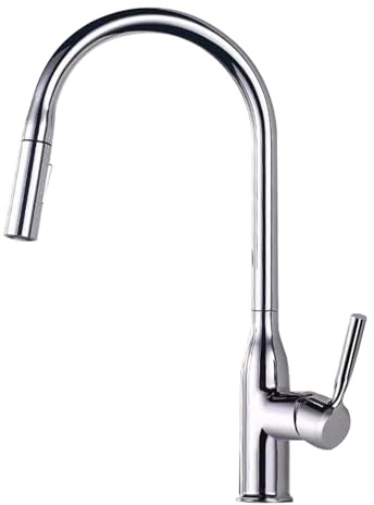 Wasserhahn Küche Waschtischarmatur Bad Mischbatterie Badarmatur Zwei Sprühfunktionen Küchenarmatur 360°Schwenkbar mit Brause Ausziehbar für Bad Küchen (Silver)