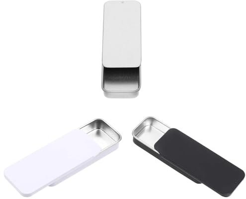 3 Stück Kleine Metalldose mit Schiebedeckel, Tragbare Metallbox-Behälter Leere Mini Aufbewahrungsbox Rechteckige Aufbewahrungskiste für Süßigkeiten Schmuck Kleinteile Pillen Lagerung