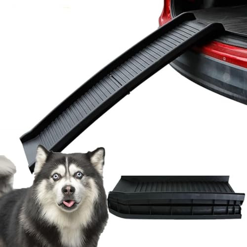 Folable Hunderampe, tragbare Haustierrampe mit PP-Material, belastbar bis 75 kg, rutschfest, für Hunde und Katzen beim Treppentraining für LKW-Betten, Innen-SUV-Hochbetten, Schwarz
