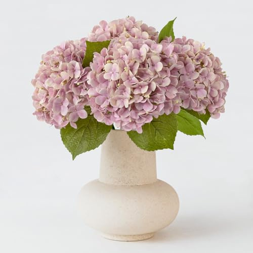ZYTUYO Lot de 4 hortensias artificiels au Toucher réaliste pour Porche, Maison, Mariage, Arrangements Floraux, fête en Plein air, fête prénatale, Centre de Table, décoration de Noël - 50,8 cm - Rose