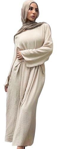 Jazvano Abaya Kleid für Muslim Eid Gebet - Dubai Maxi Kaftan Islamischer Salah Tageskleid - Weiche Muslimische Frauen Kleidung