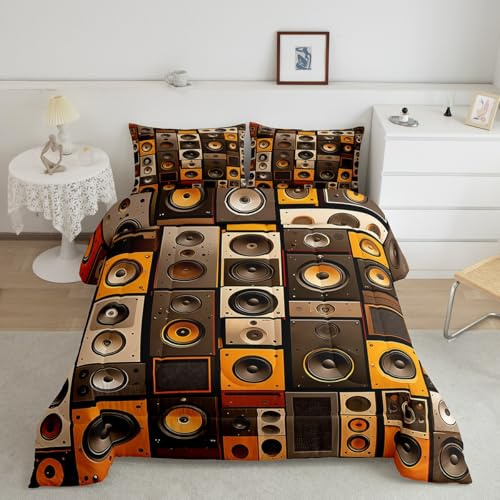 Feelyou Audio Comforter Set Full Size, Cassette Tape Comforter for Kids Boys Girls Audio Tape Bedding Set Music Theme Duvet Insert with 2 Pillow Case