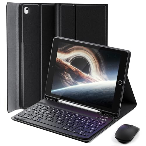 für iPad 10.2 Zoll / iPad 9 (2021)/ 8 (2020)/ 7 (2019) Generation 10.2 Zoll / IPad Pro 10,5 Zoll Und iPad Air 3 10.5 Zoll Hülle mit kabellos Bluetooth Deutsche Tastatur (QWERTZ) Und Maus Keyboard case