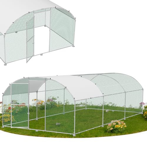 YRHome 3 x 6 x 2 m utomhuskapsling hönshus husdjursbur av metall, fjäderfähall, kycklinghus, bågform, design med soltak, vintersäker för kycklingbur, husdjursbur, fågelbur små djur