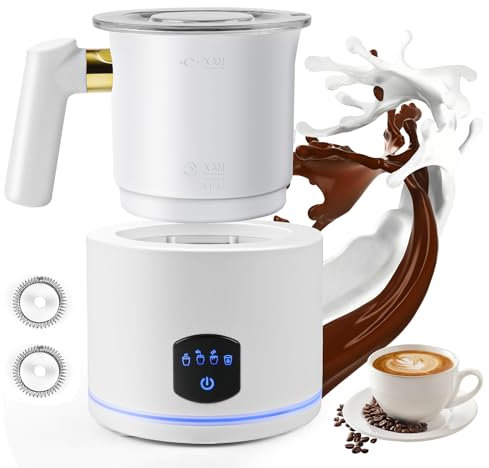 Montalatte Elettrico, Montalatte Elettrico in acciai inossidabili, Automatico 4 in 1 Cappuccinatore Elettrico, Design Diviso, Adatto per Caffè, Latte Caldo, Cappuccino, Macchiato, ecc.