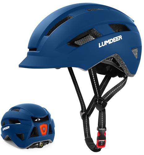 LUMDEER Fahrradhelm Erwachsene mit Schild, Helm Fahrrad mit licht für Damen und Herren, Cityhelm Mountainbike Helm Fahrradhelm mit Rücklicht für Urban Scooter MTB Pendler